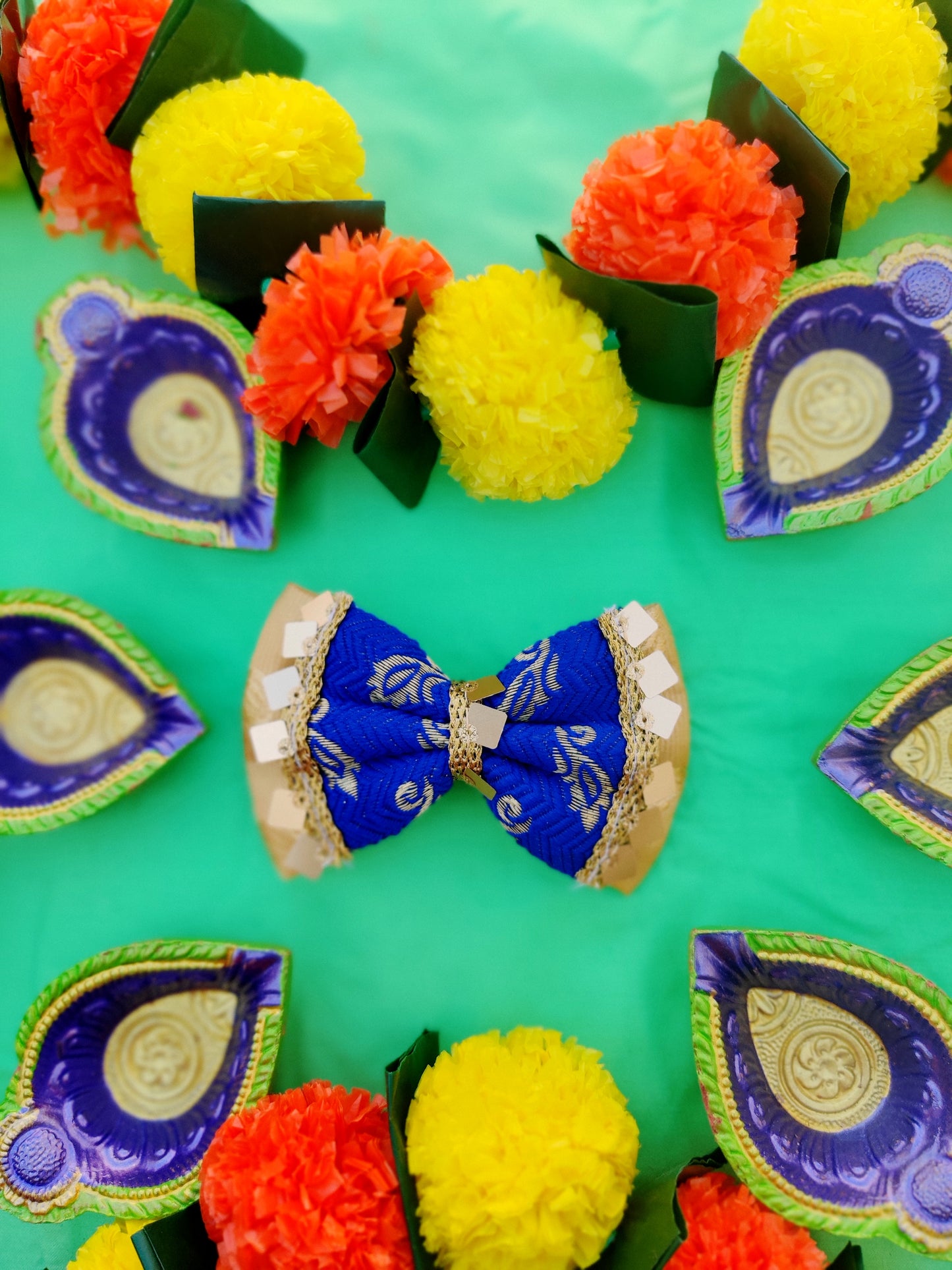 Festive Blue Double Bow