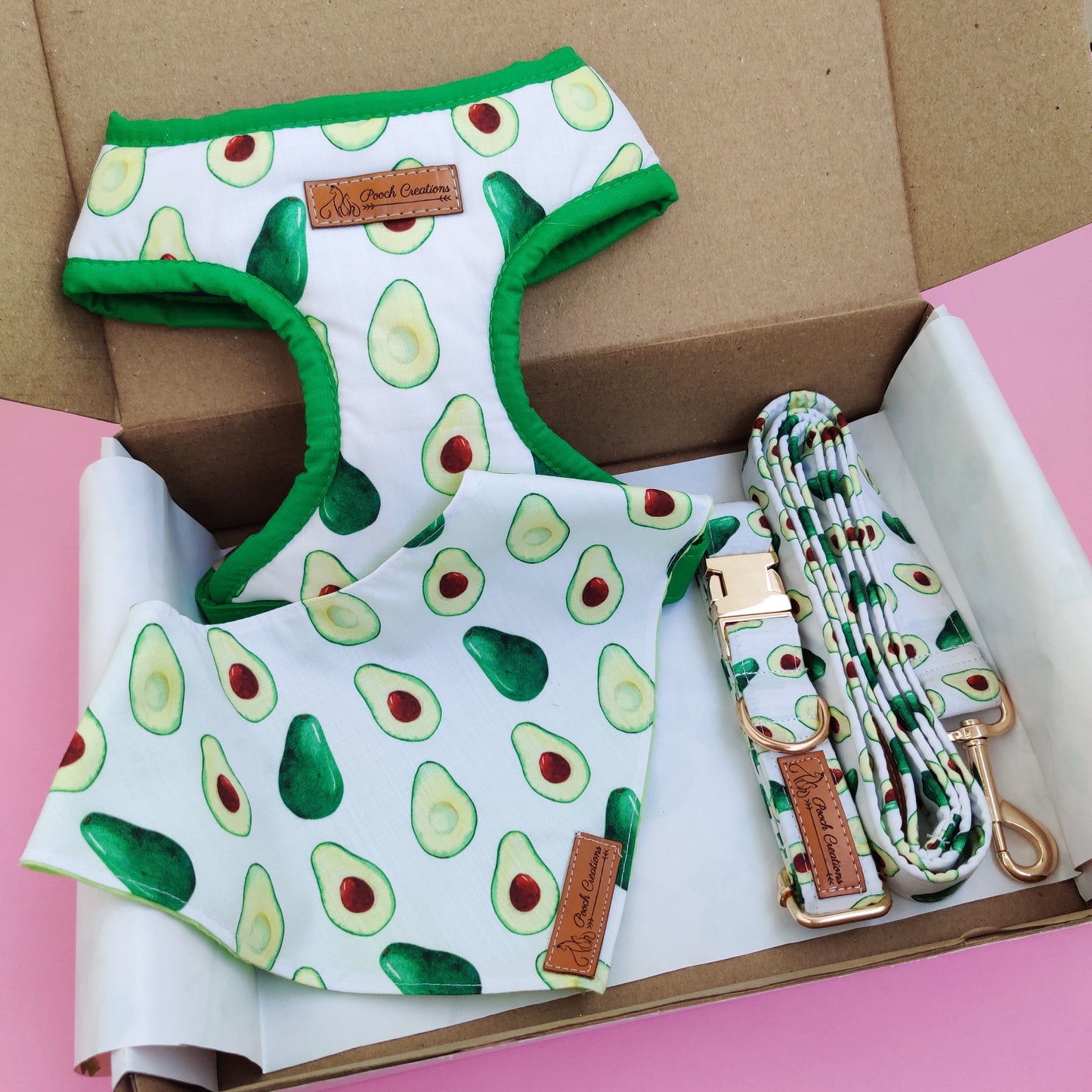 Avocado Harness + Collar + Leash + Bandana