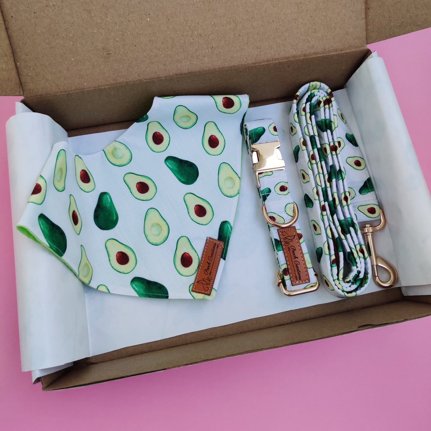 Avocado Collar + Leash + Bandana