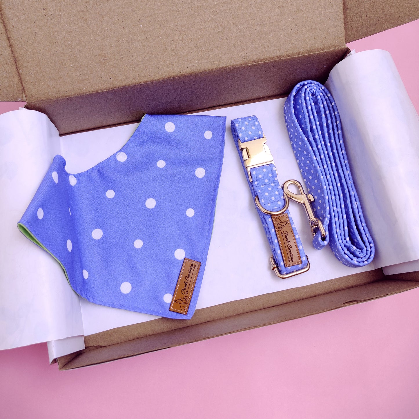 Light dotty Collar + Leash + Bandana