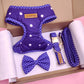 Dark Dotty Harness + Collar + Leash +  Classic Bow